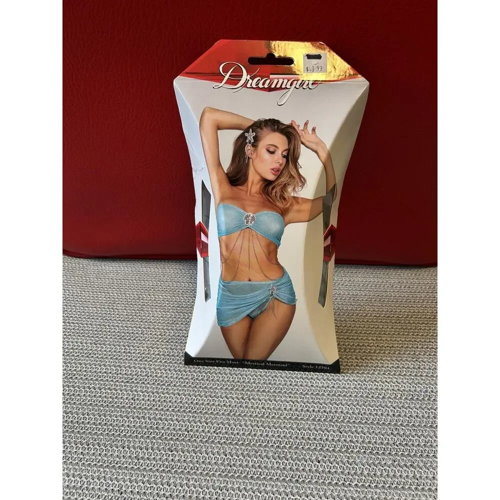 Dreamgirl Blue Two-Piece Mesh Bandeau Set